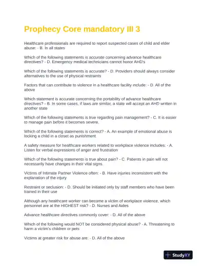 Healthcare Assessment Practice Exam With Answers (35 Solved Questions) - Page 1 preview image