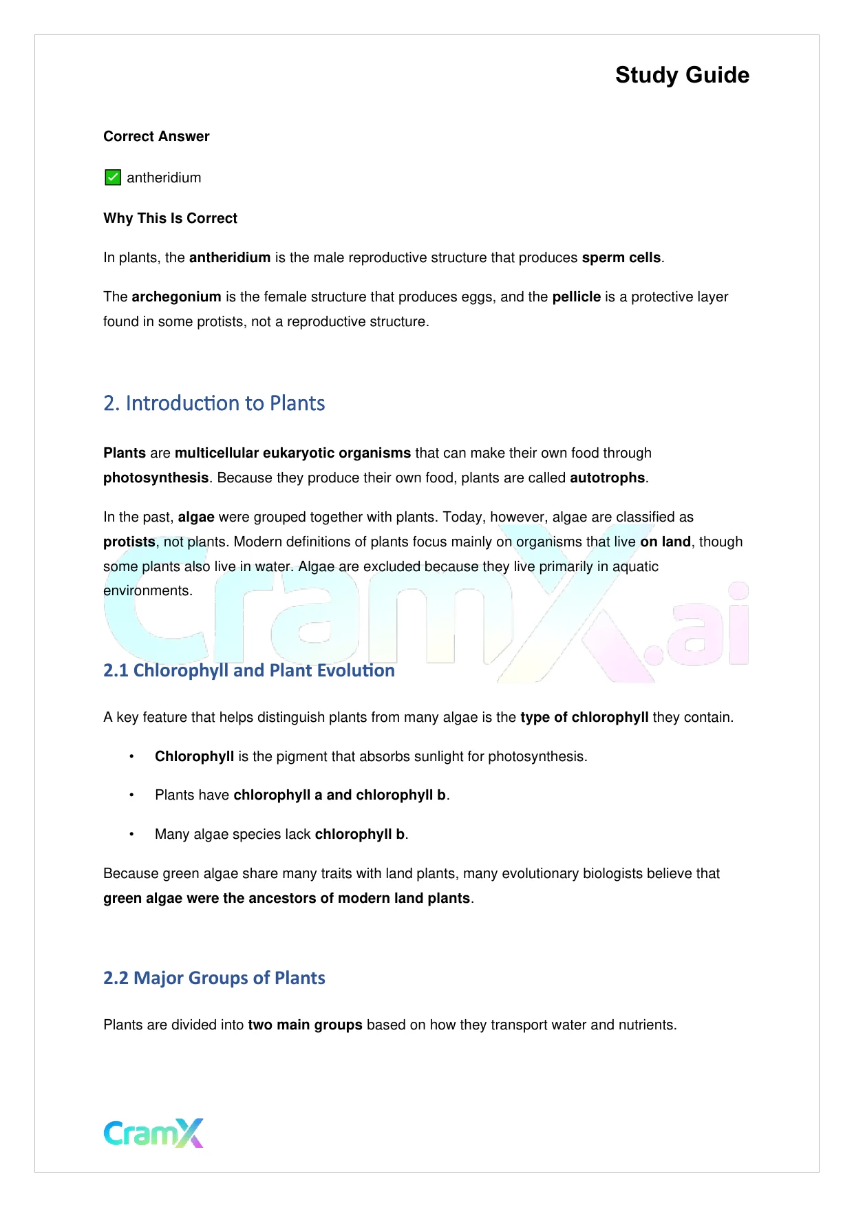 Biology - Plants Diversity and Reproduction - Page 6 preview image