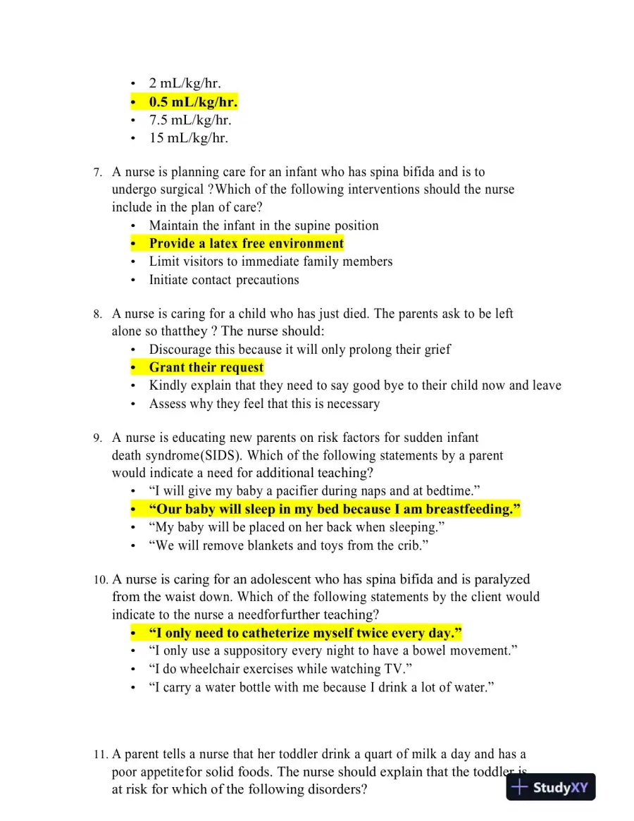 ATI Paediatrics Final Exam With Answers (99 Solved Questions), page 4