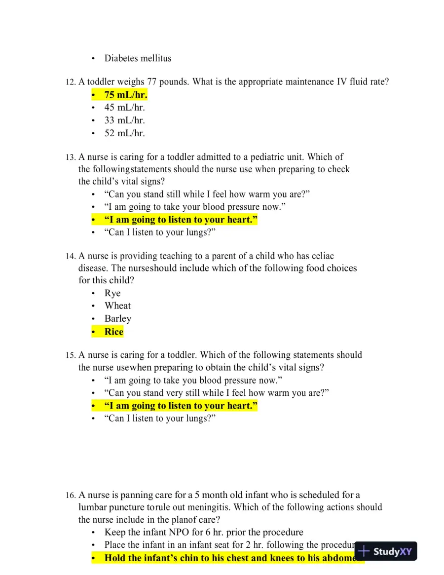 ATI Paediatrics Final Exam With Answers (99 Solved Questions), page 6