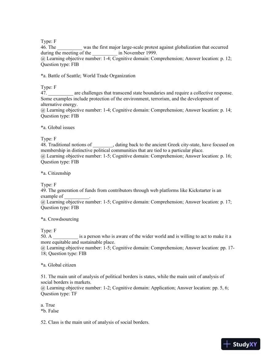 Crossing Borders; International Studies for the 21st Century Second Edition Test Bank, page 11