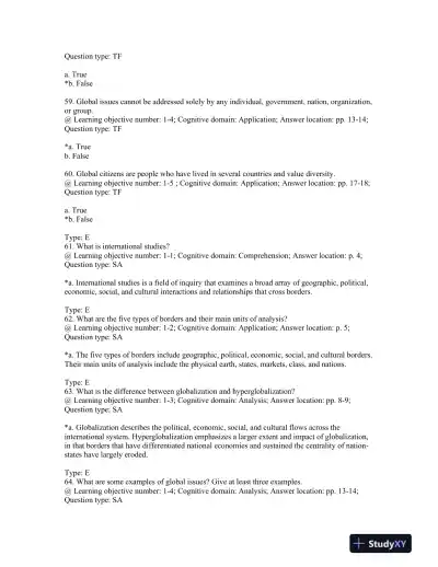 Crossing Borders; International Studies for the 21st Century Second Edition Test Bank - Page 13 preview image
