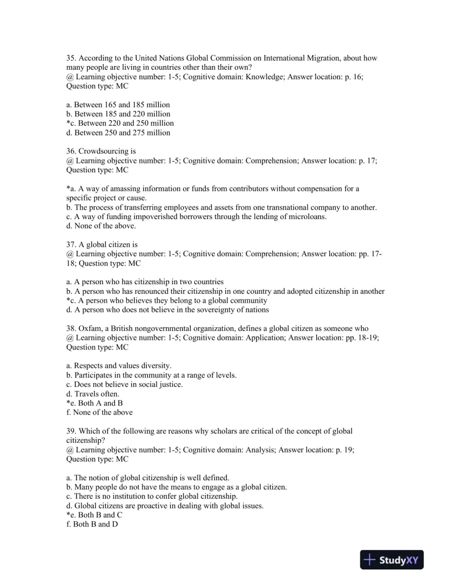 Crossing Borders; International Studies for the 21st Century Second Edition Test Bank, page 9
