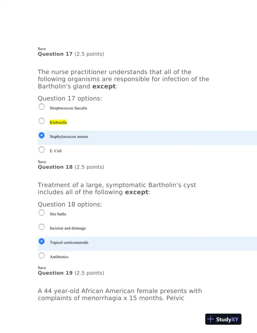 2020 NSG6430 Clinical Analysis Final Exam With Answers (100 Solved Questions), page 9