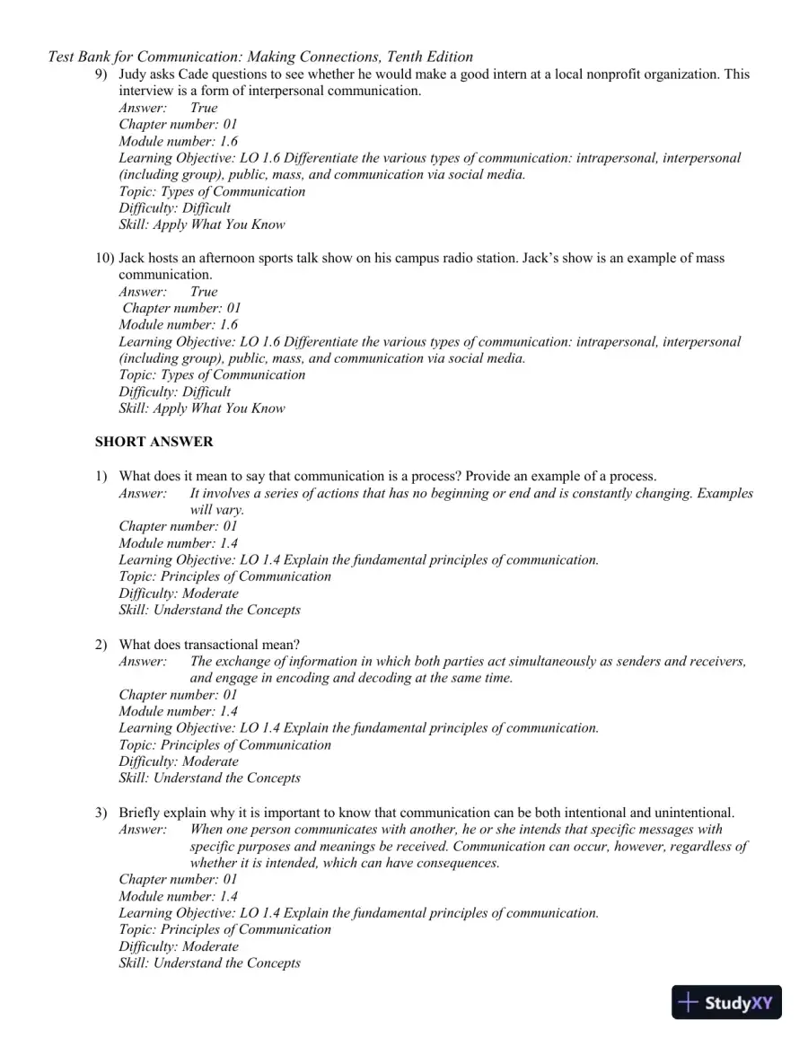 Test Bank for Communication: Making Connections, 10th Edition, page 12