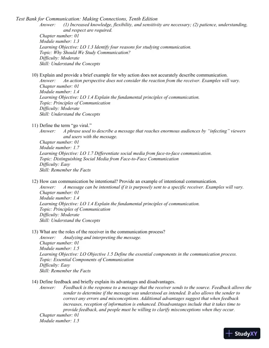 Test Bank for Communication: Making Connections, 10th Edition, page 14