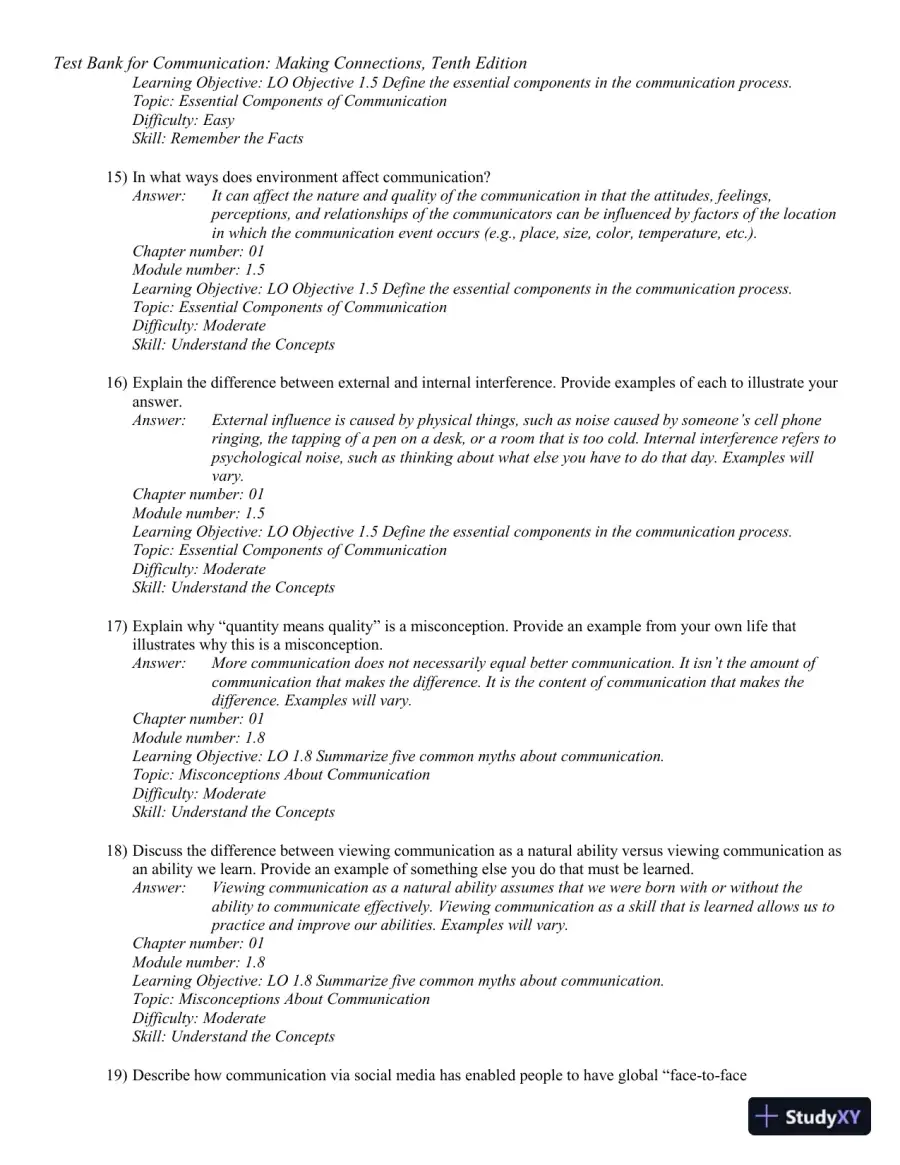 Test Bank for Communication: Making Connections, 10th Edition, page 15