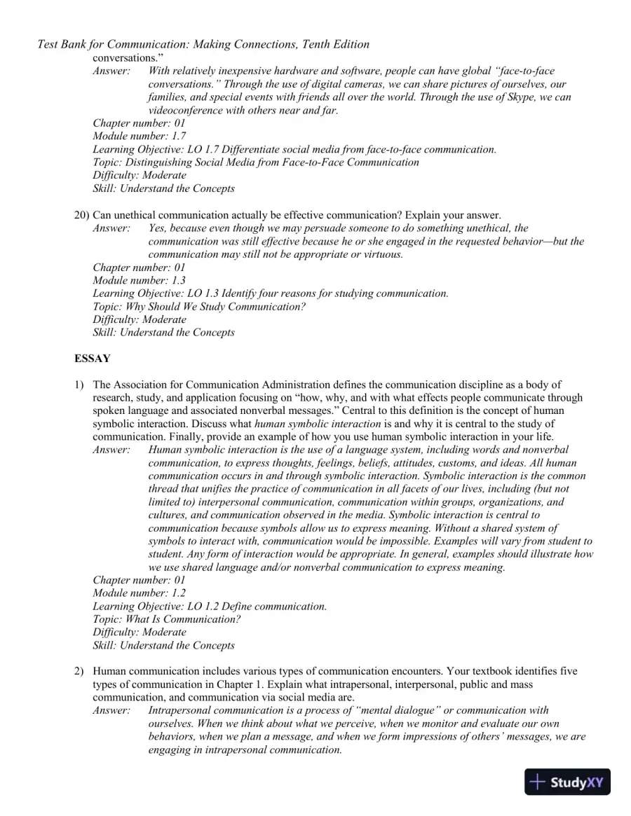 Test Bank for Communication: Making Connections, 10th Edition, page 16