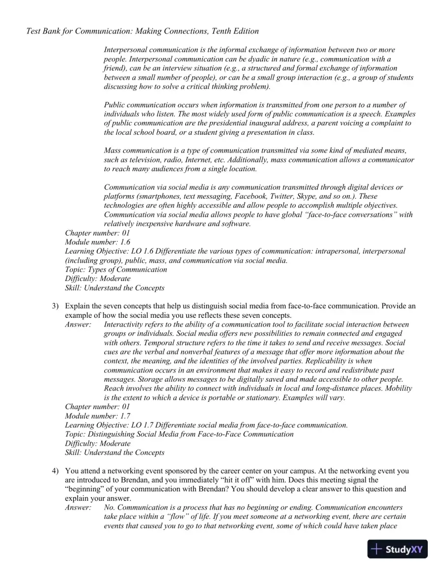 Test Bank for Communication: Making Connections, 10th Edition, page 17