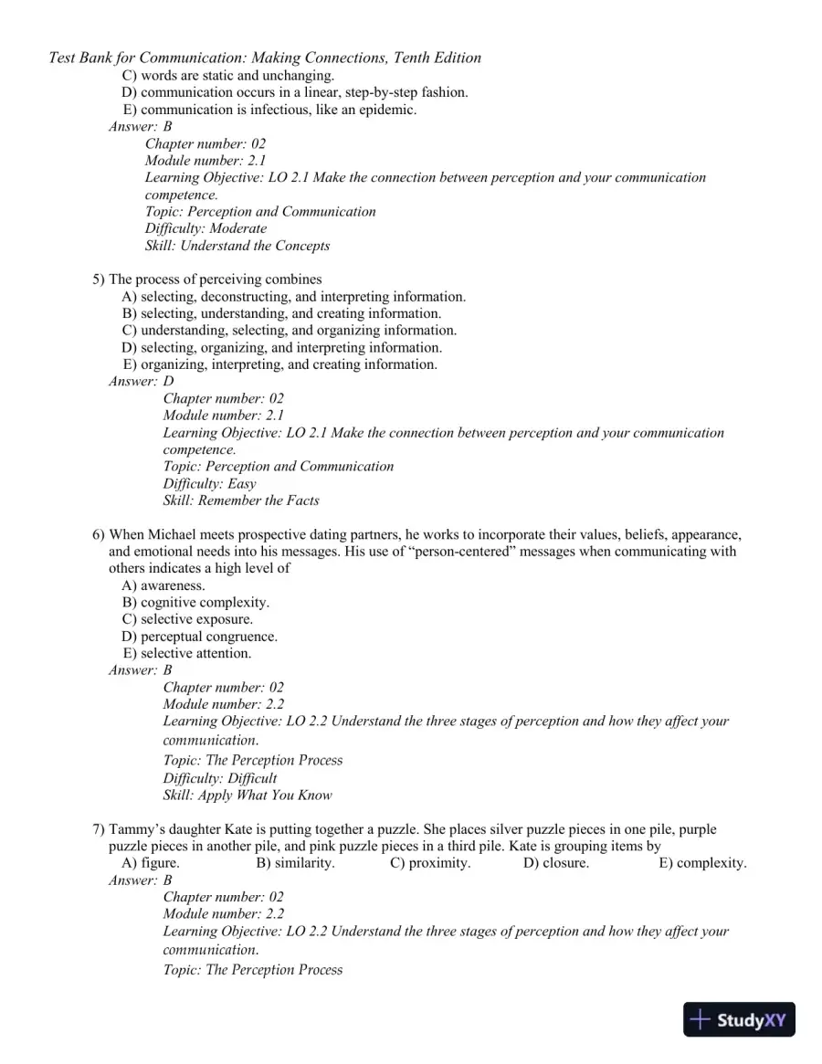 Test Bank for Communication: Making Connections, 10th Edition, page 20