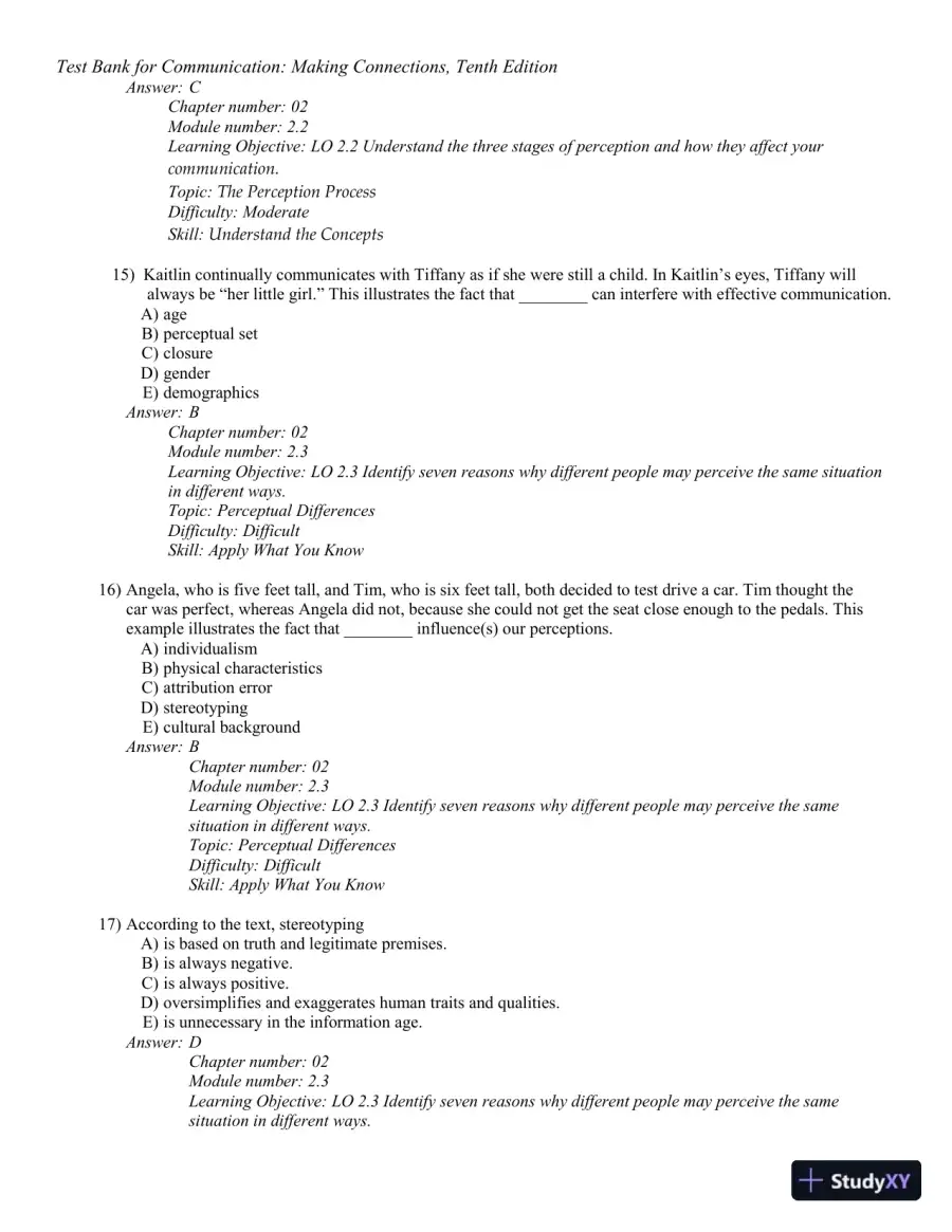 Test Bank for Communication: Making Connections, 10th Edition, page 23