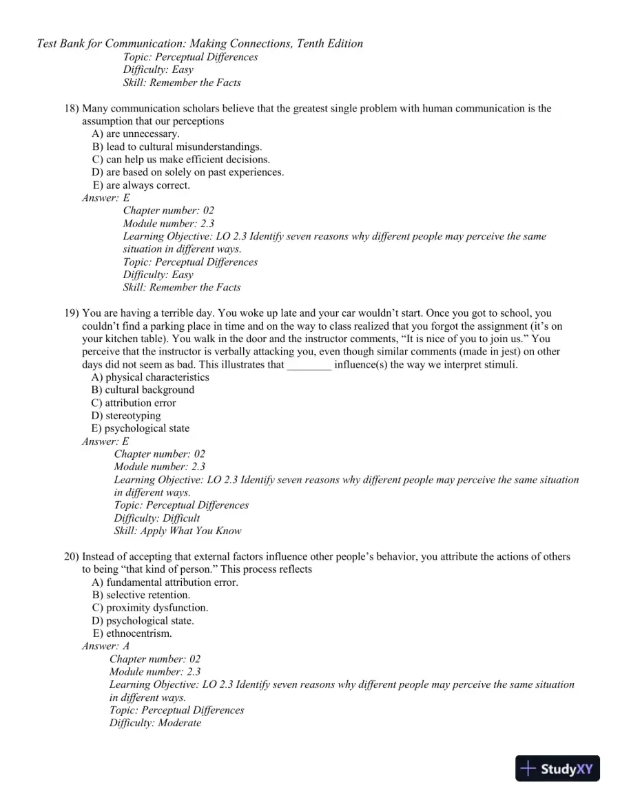Test Bank for Communication: Making Connections, 10th Edition, page 24