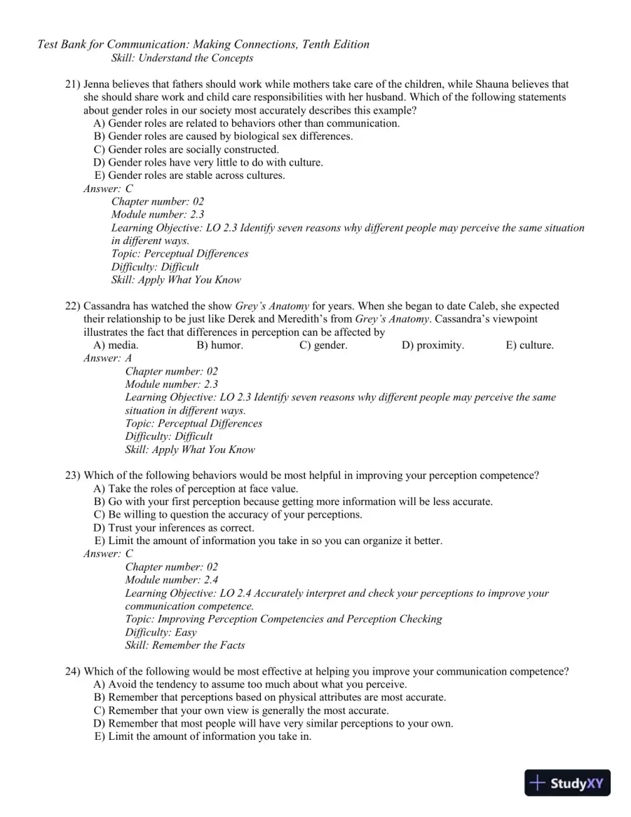 Test Bank for Communication: Making Connections, 10th Edition, page 25
