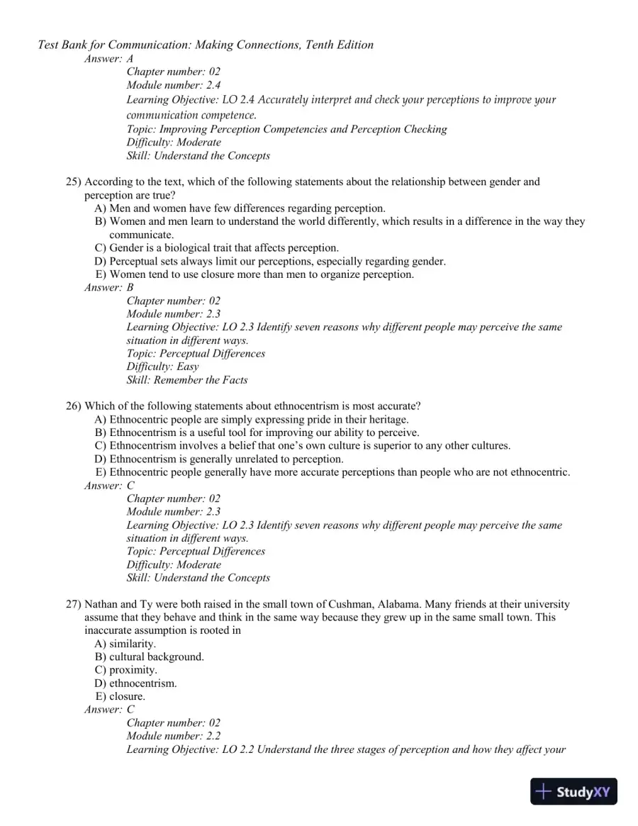 Test Bank for Communication: Making Connections, 10th Edition, page 26