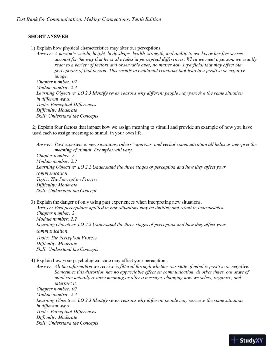 Test Bank for Communication: Making Connections, 10th Edition, page 30