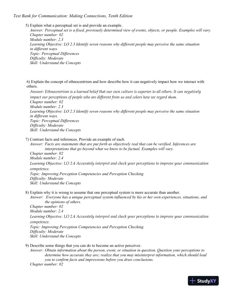 Test Bank for Communication: Making Connections, 10th Edition, page 31
