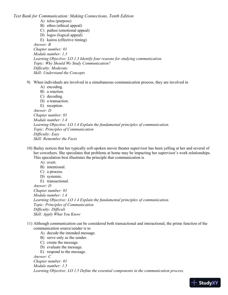 Test Bank for Communication: Making Connections, 10th Edition, page 4