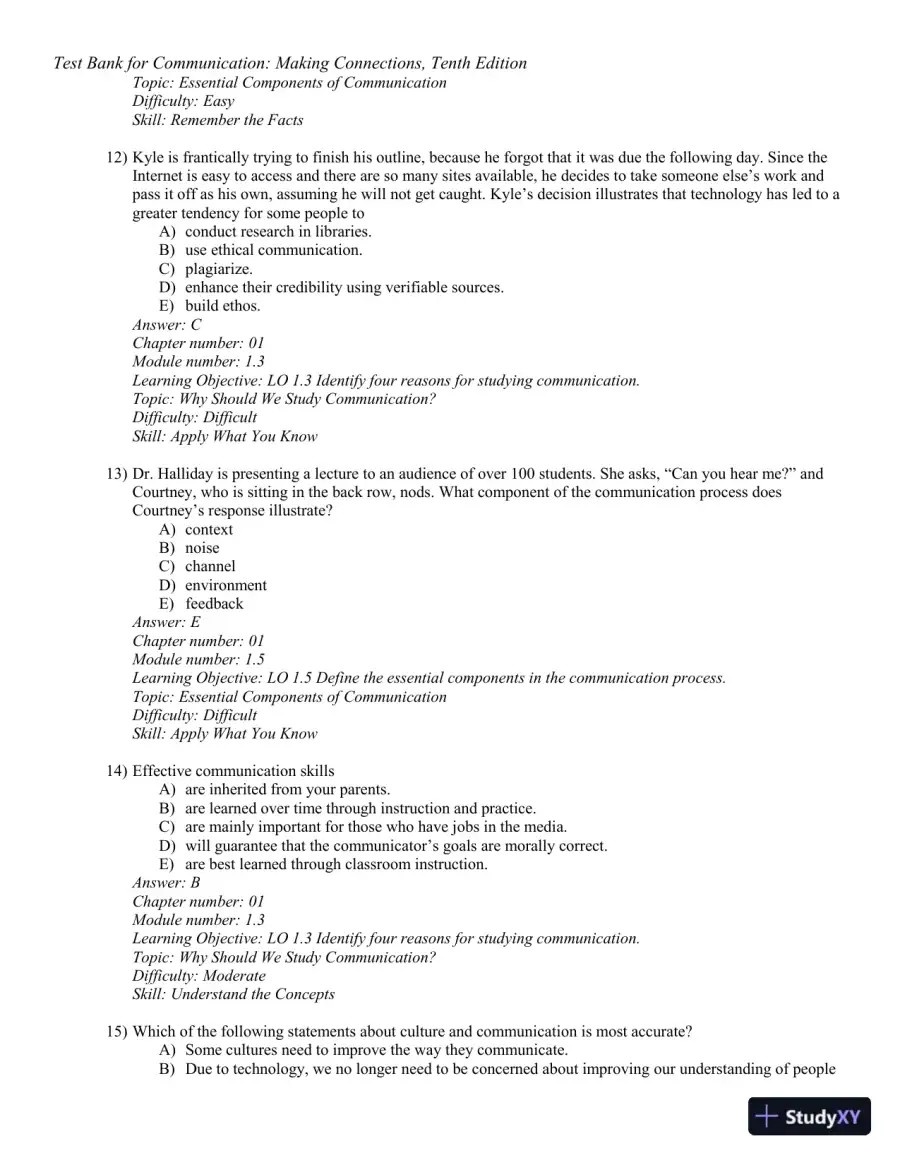 Test Bank for Communication: Making Connections, 10th Edition, page 5