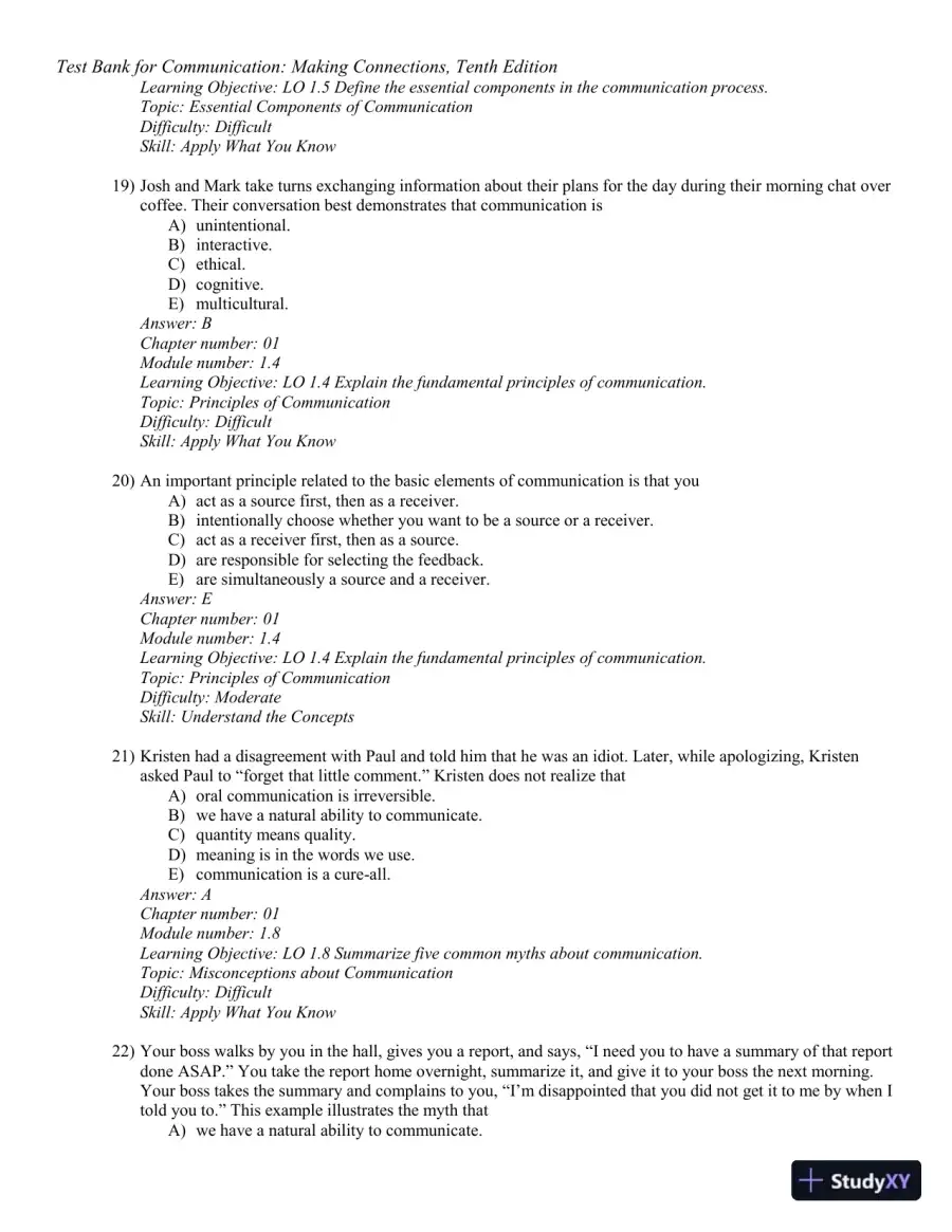 Test Bank for Communication: Making Connections, 10th Edition, page 7