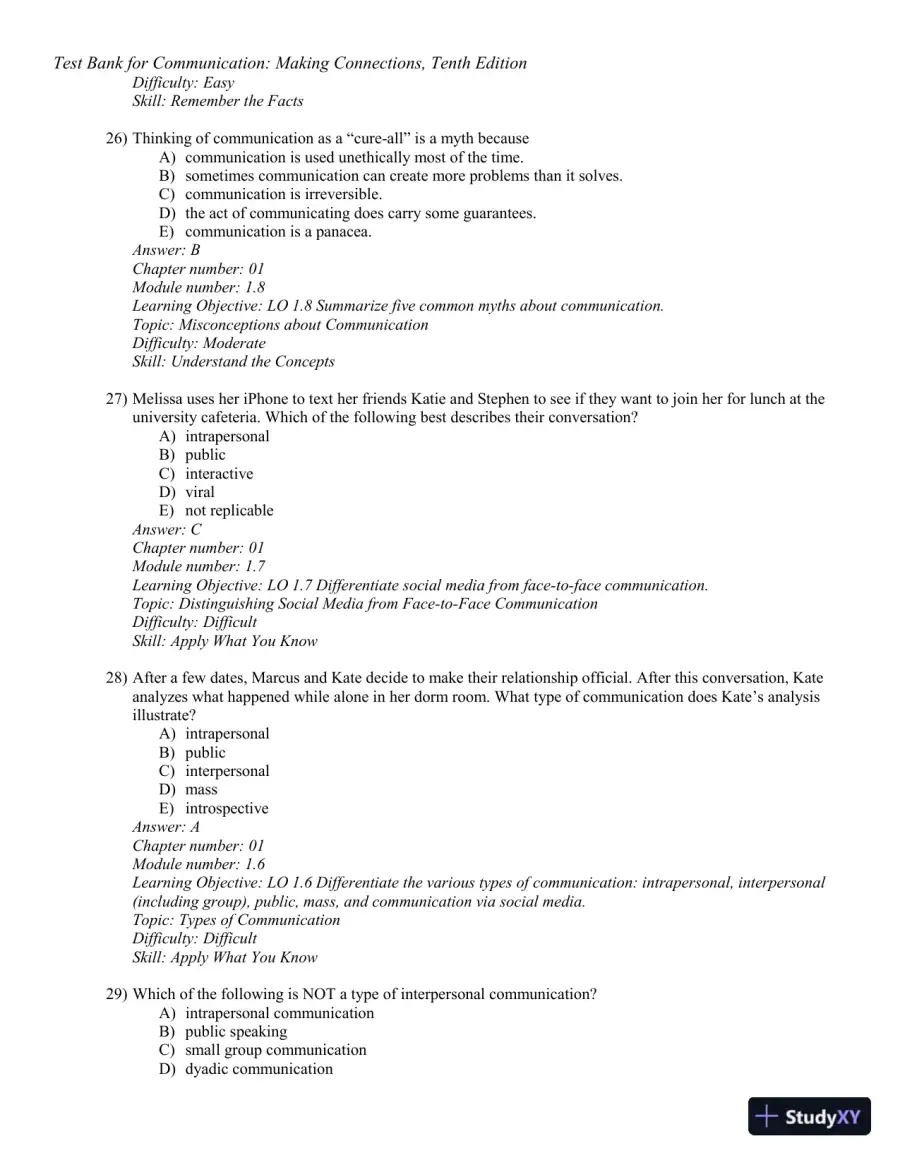 Test Bank for Communication: Making Connections, 10th Edition, page 9