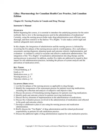 Pharmacology For Canadian Health Care Practice, 2nd Canadian Edition Class Notes - Page 1 preview image