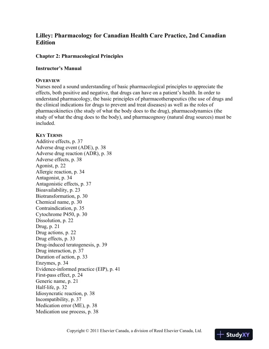Pharmacology For Canadian Health Care Practice, 2nd Canadian Edition Class Notes, page 7