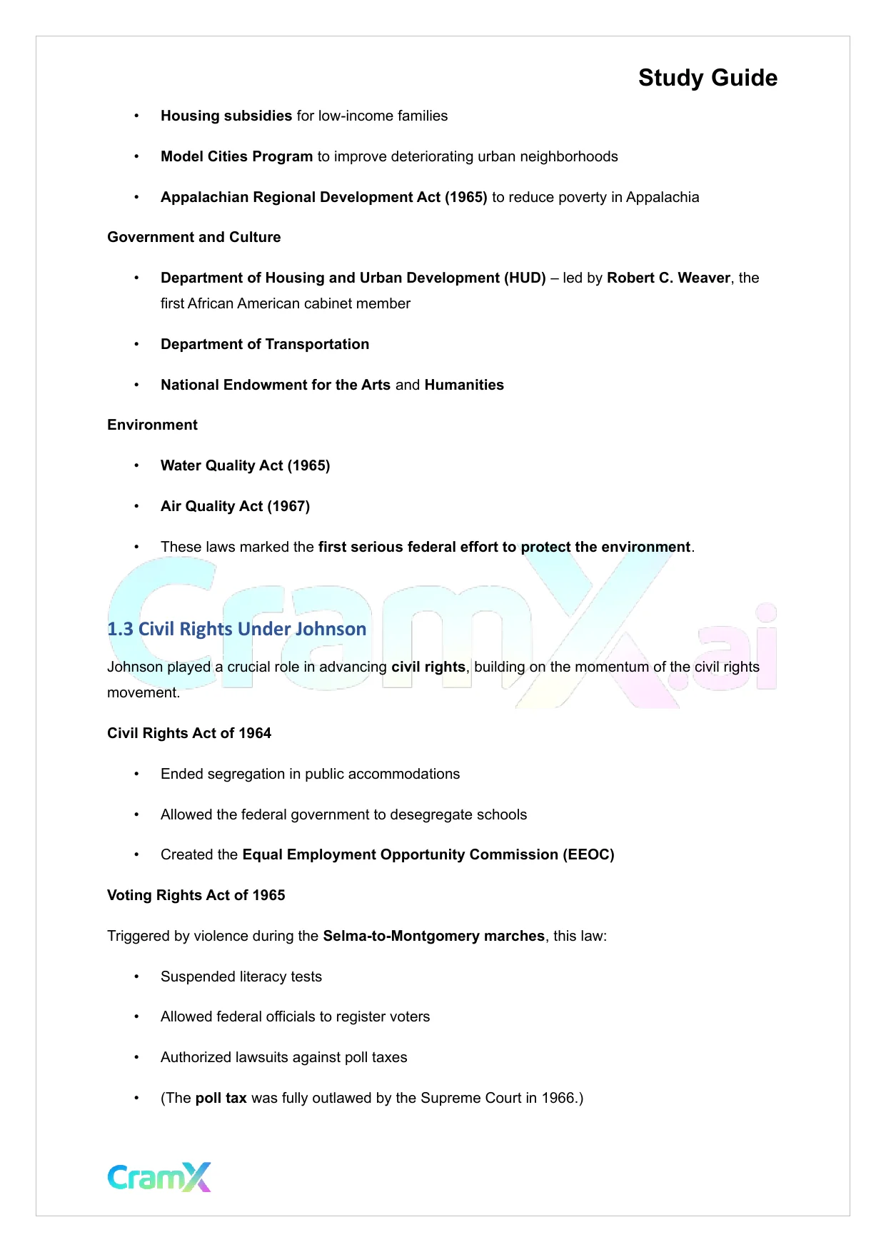 U.S. History II - The New Frontier and the Great Society - Page 2 preview image