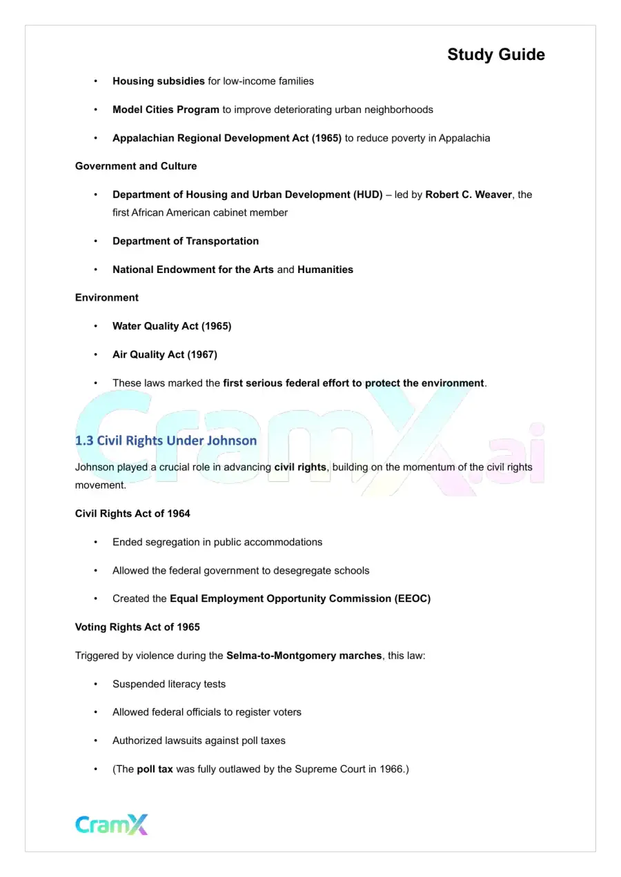 U.S. History II - The New Frontier and the Great Society, page 2