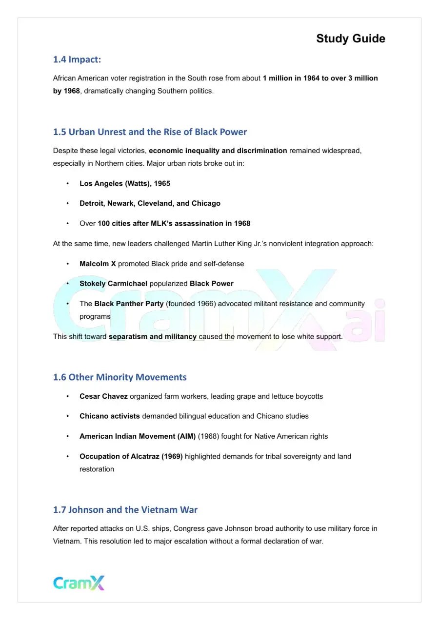 U.S. History II - The New Frontier and the Great Society, page 3