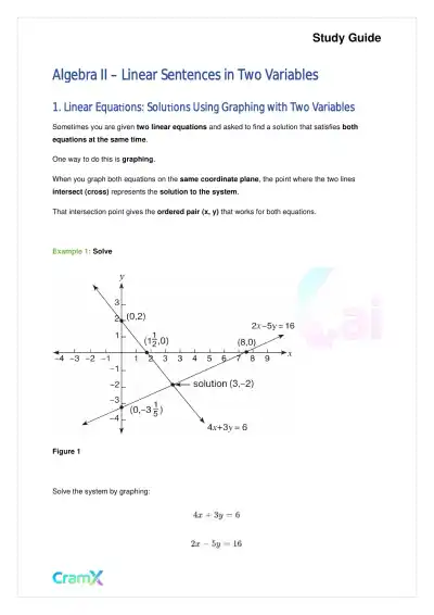 Algebra II - Linear Sentences in Two Variables - Page 1 preview image