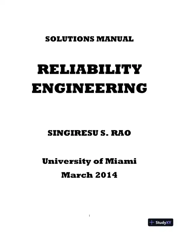 Solution Manual for Reliability Engineering, 1st Edition - Page 1 preview image