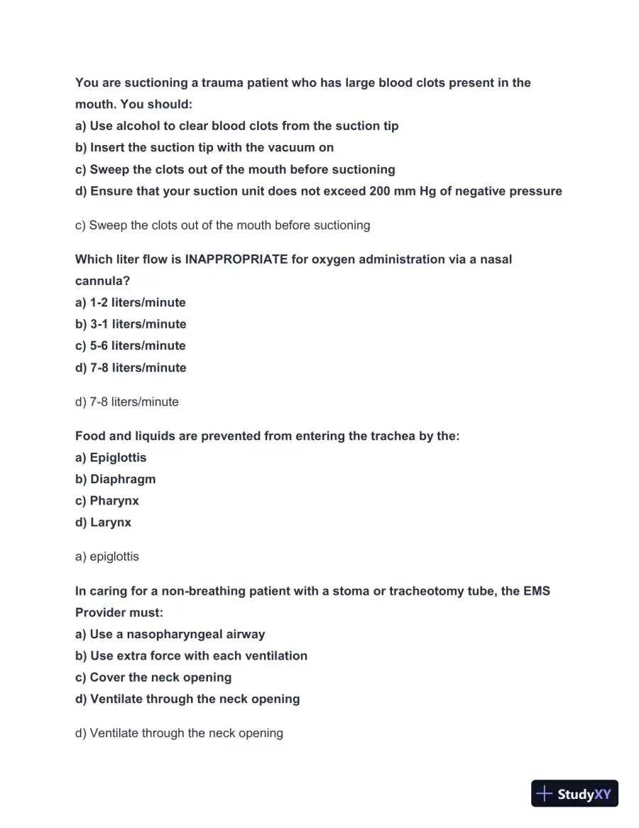 2024-2025 NYS EMT Practice Exam with Answers (98 Solved Questions), page 7