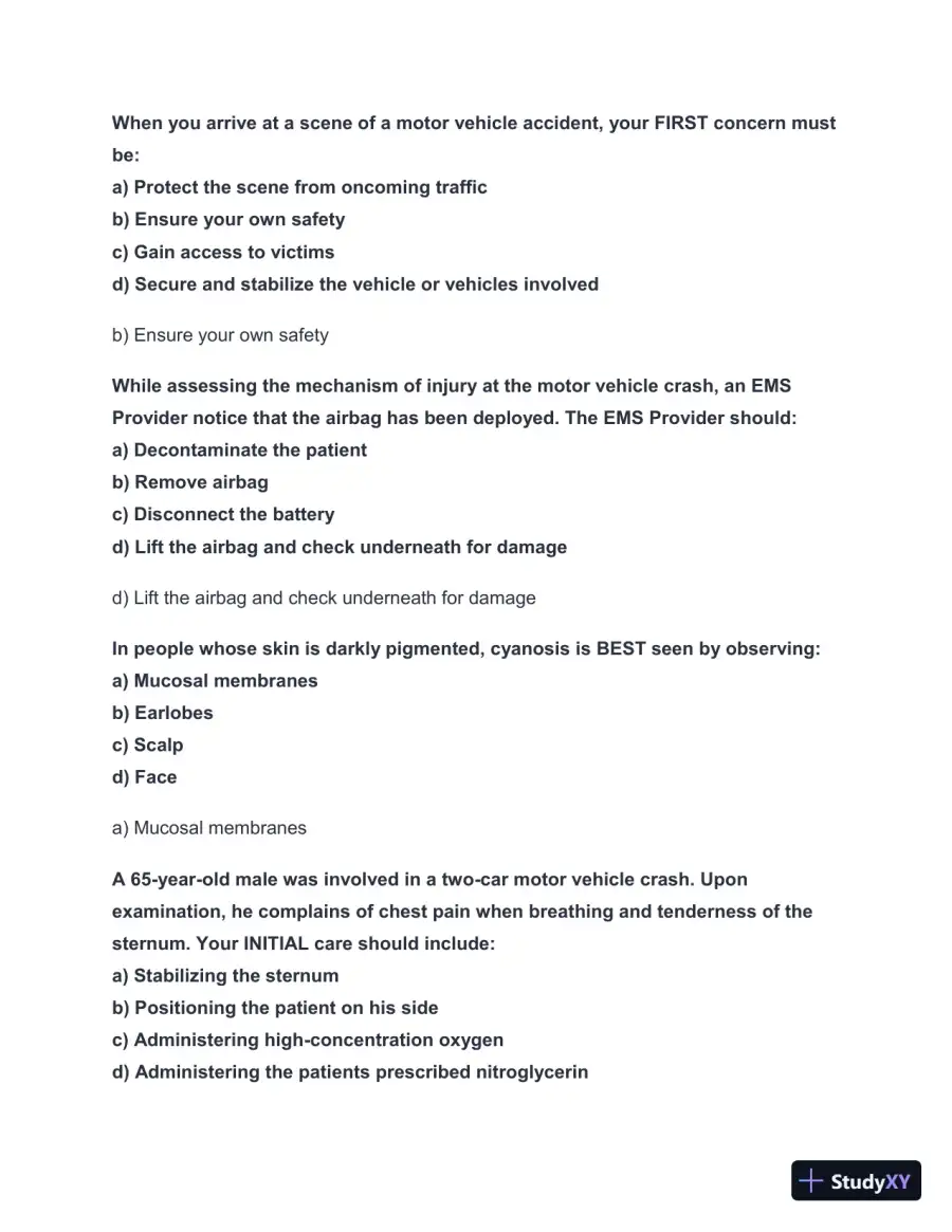 2024-2025 NYS EMT Practice Exam with Answers (98 Solved Questions), page 8