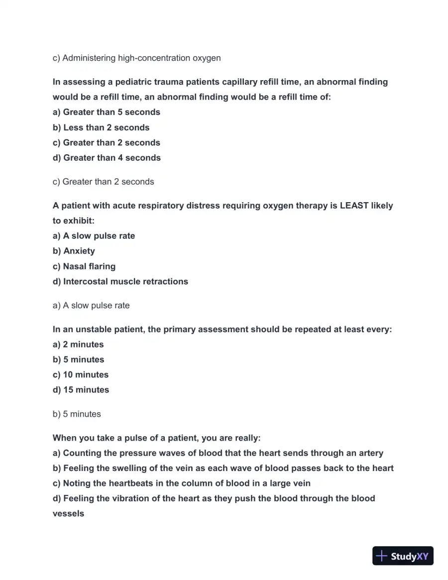 2024-2025 NYS EMT Practice Exam with Answers (98 Solved Questions), page 9