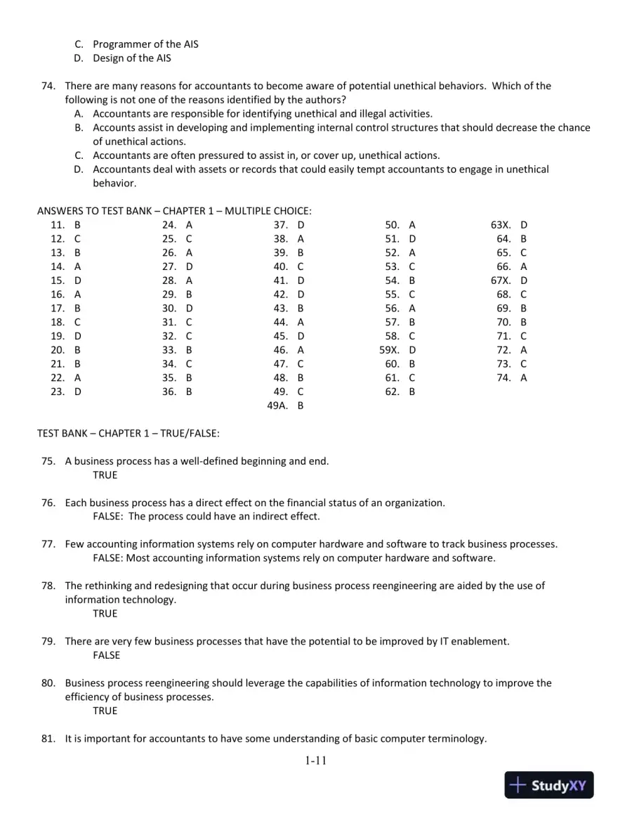 Accounting Information Systems: The Processes and Controls 2nd Edition Test Bank, page 12