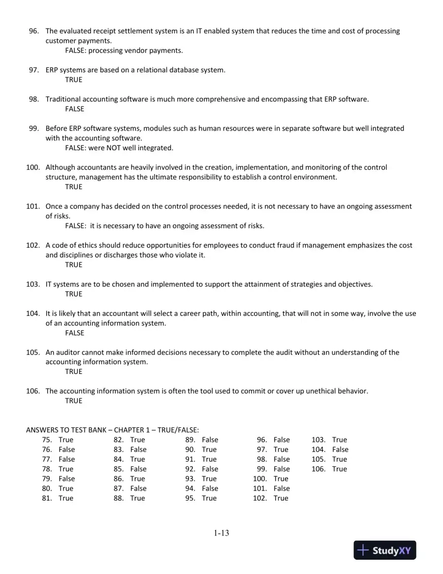 Accounting Information Systems: The Processes and Controls 2nd Edition Test Bank, page 14