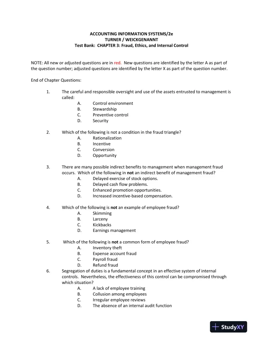 Accounting Information Systems: The Processes and Controls 2nd Edition Test Bank, page 15