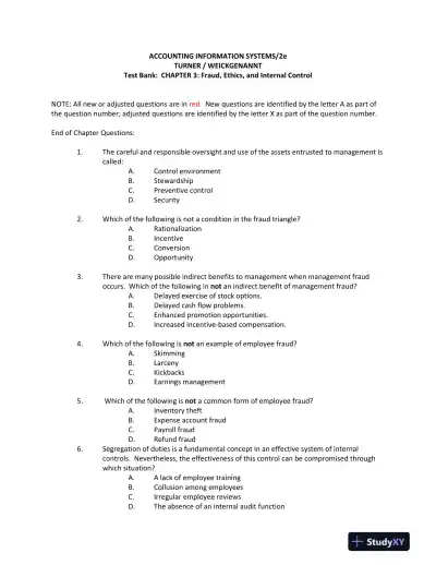 Accounting Information Systems: The Processes and Controls 2nd Edition Test Bank - Page 15 preview image