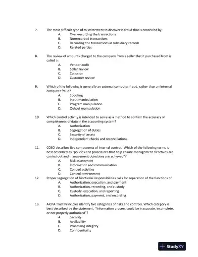 Accounting Information Systems: The Processes and Controls 2nd Edition Test Bank - Page 16 preview image