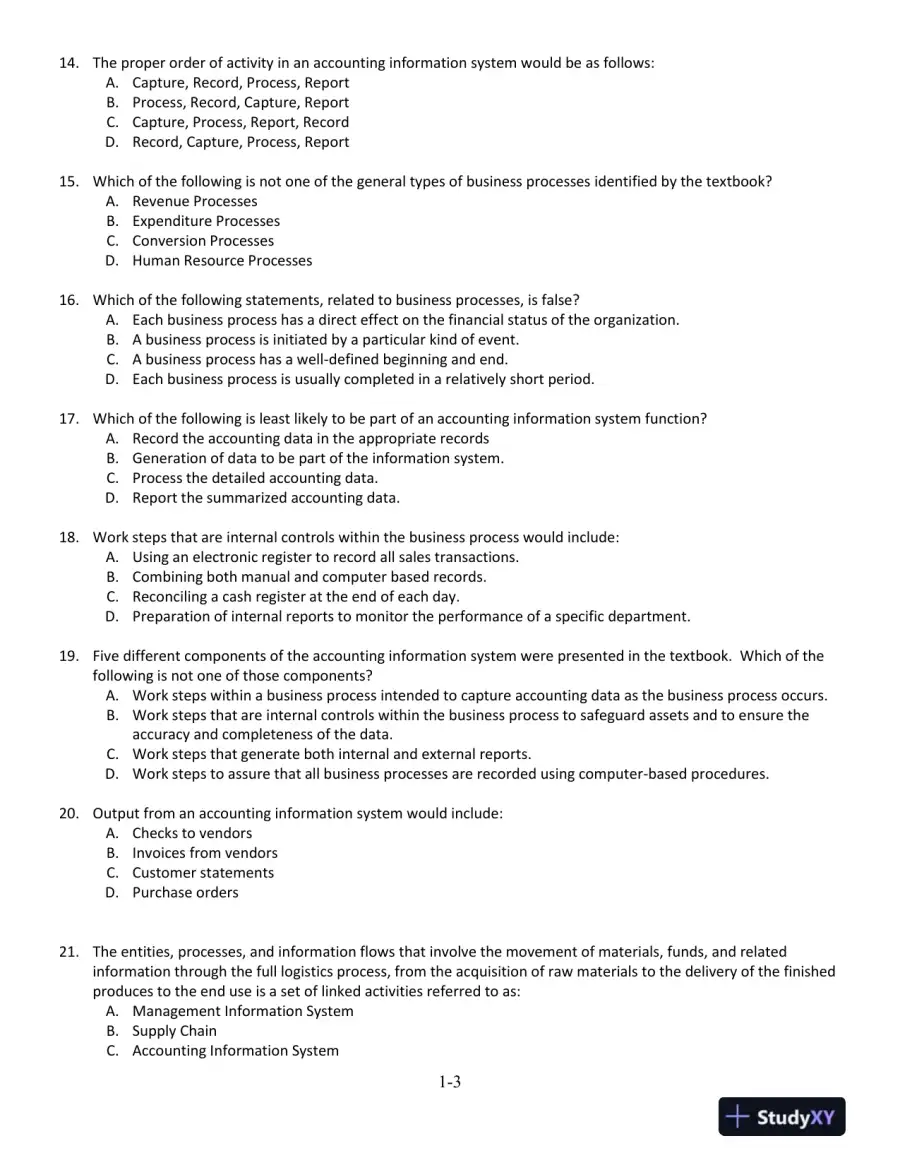 Accounting Information Systems: The Processes and Controls 2nd Edition Test Bank, page 4