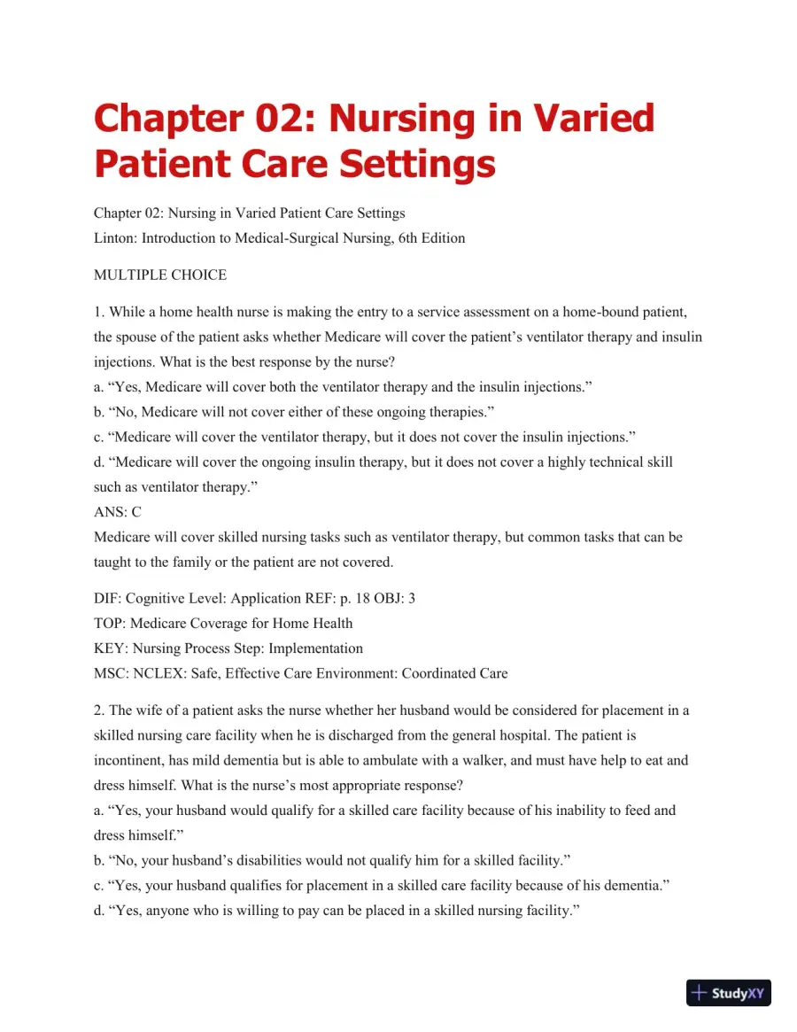 Test Bank For Introduction To Medical-Surgical Nursing, 6th Edition, page 14