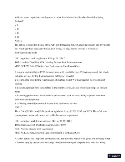 Test Bank For Introduction To Medical-Surgical Nursing, 6th Edition - Page 17 preview image