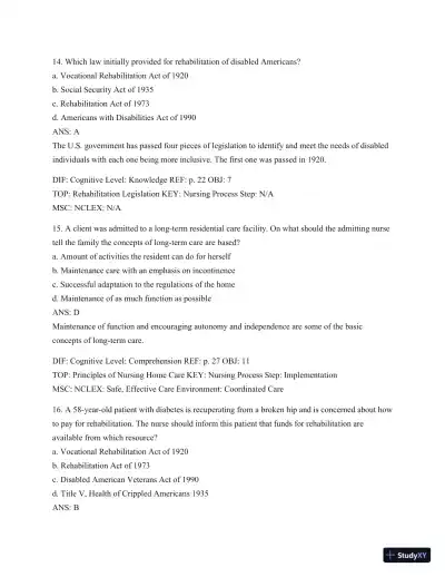 Test Bank For Introduction To Medical-Surgical Nursing, 6th Edition - Page 20 preview image