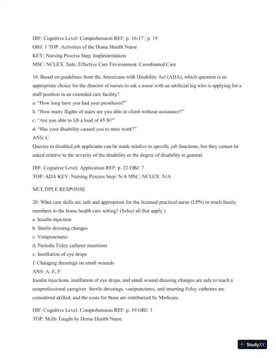 Test Bank For Introduction To Medical-Surgical Nursing, 6th Edition - Page 22 preview image