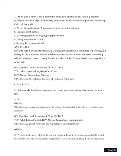 Test Bank For Introduction To Medical-Surgical Nursing, 6th Edition - Page 24 preview image