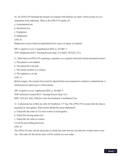 Test Bank For Introduction To Medical-Surgical Nursing, 6th Edition - Page 30 preview image