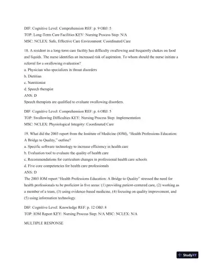 Test Bank For Introduction To Medical-Surgical Nursing, 6th Edition - Page 9 preview image