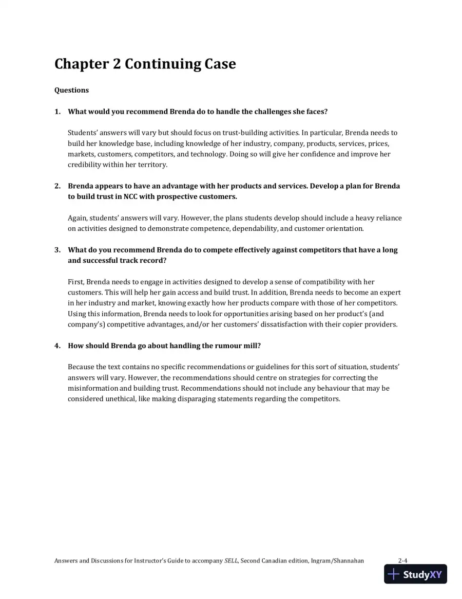 SELL, Canadian Edition Solution Manual, page 11
