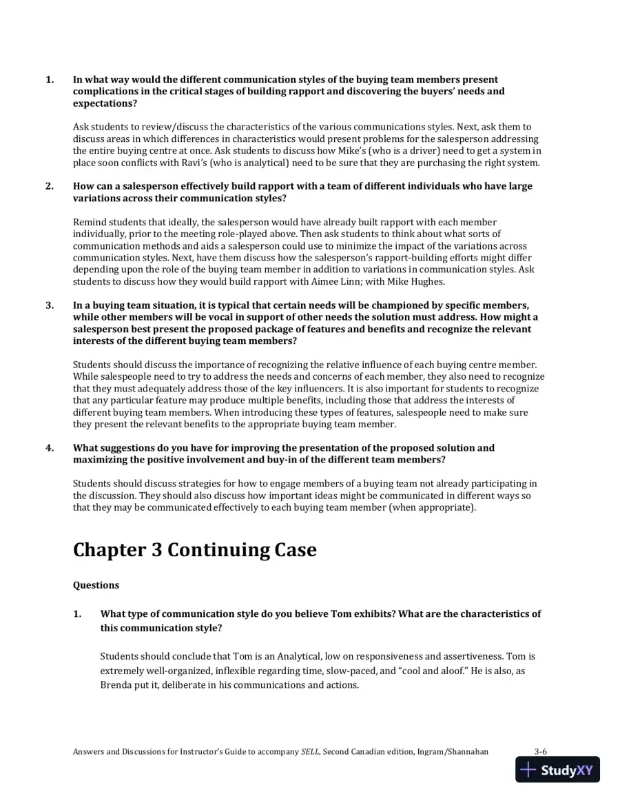 SELL, Canadian Edition Solution Manual, page 17