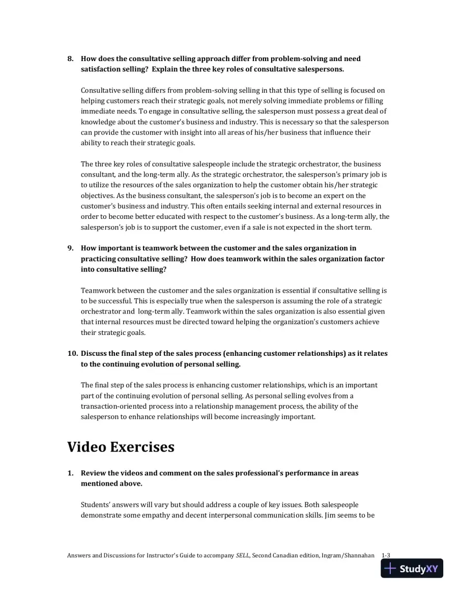 SELL, Canadian Edition Solution Manual, page 4